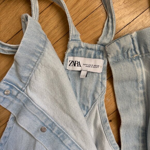 Zara Denim Overalls Dungarees Women's Light Wash Cotton - Picture 4 of 12